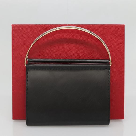 CARTIER Trinity Wallet Bag Hand Bag Leather Black Auth 131637V - Picture 12 of 16